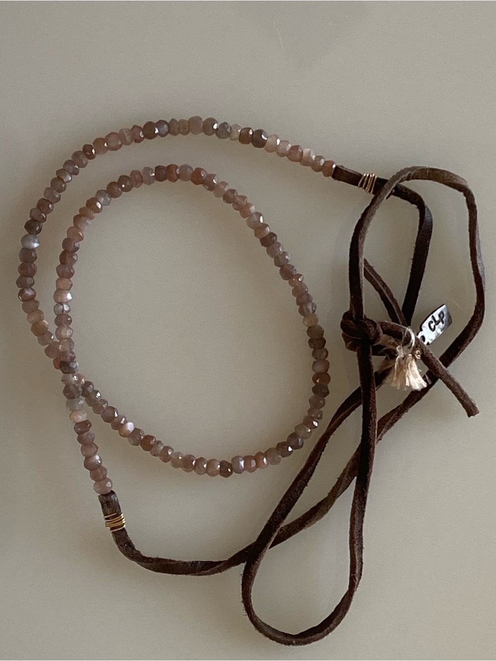 CLP Christy Lea Payne Chocolate Moonstone Leather Necklace/Bracelet